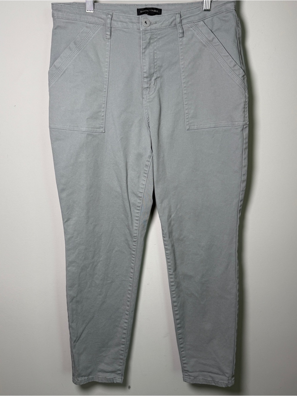 Banana Republic Gray Stretch Utility Patch Pocket Crop Pants Casual Cool Size 12